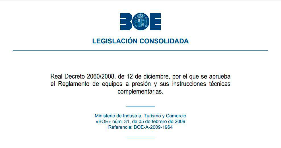 BOE Normativa equipos e instalaciones aire comprimido